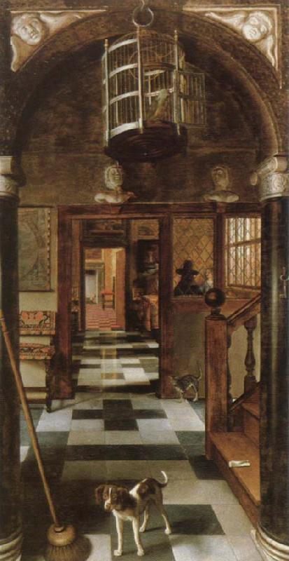 a view down a corridor, Samuel van hoogstraten